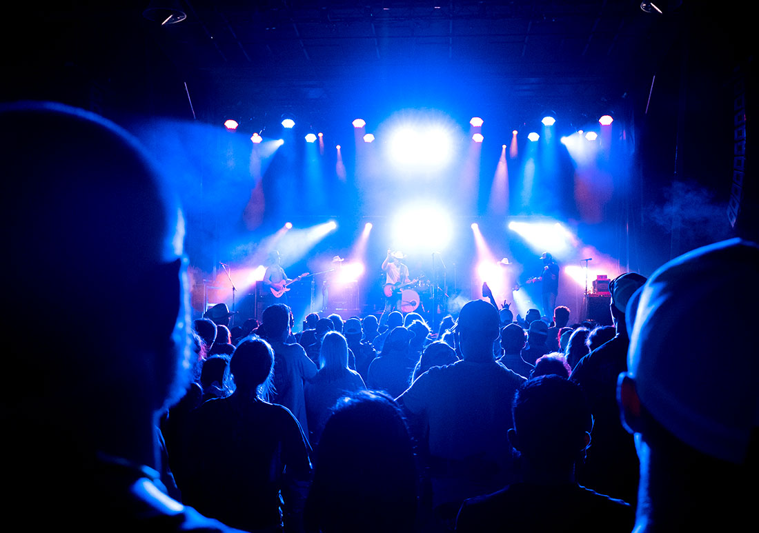 A in-crowd shot of a country band performing