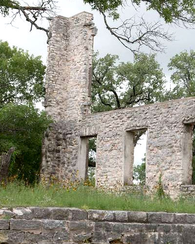 The wall remains of a of a once-standing building