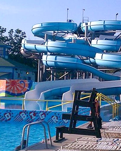 Waterpark with an intricate slide system